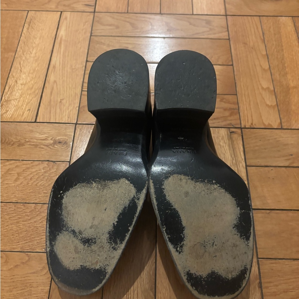 Prada Black Leather Loafers Classic Flats - Picture 3 of 4
